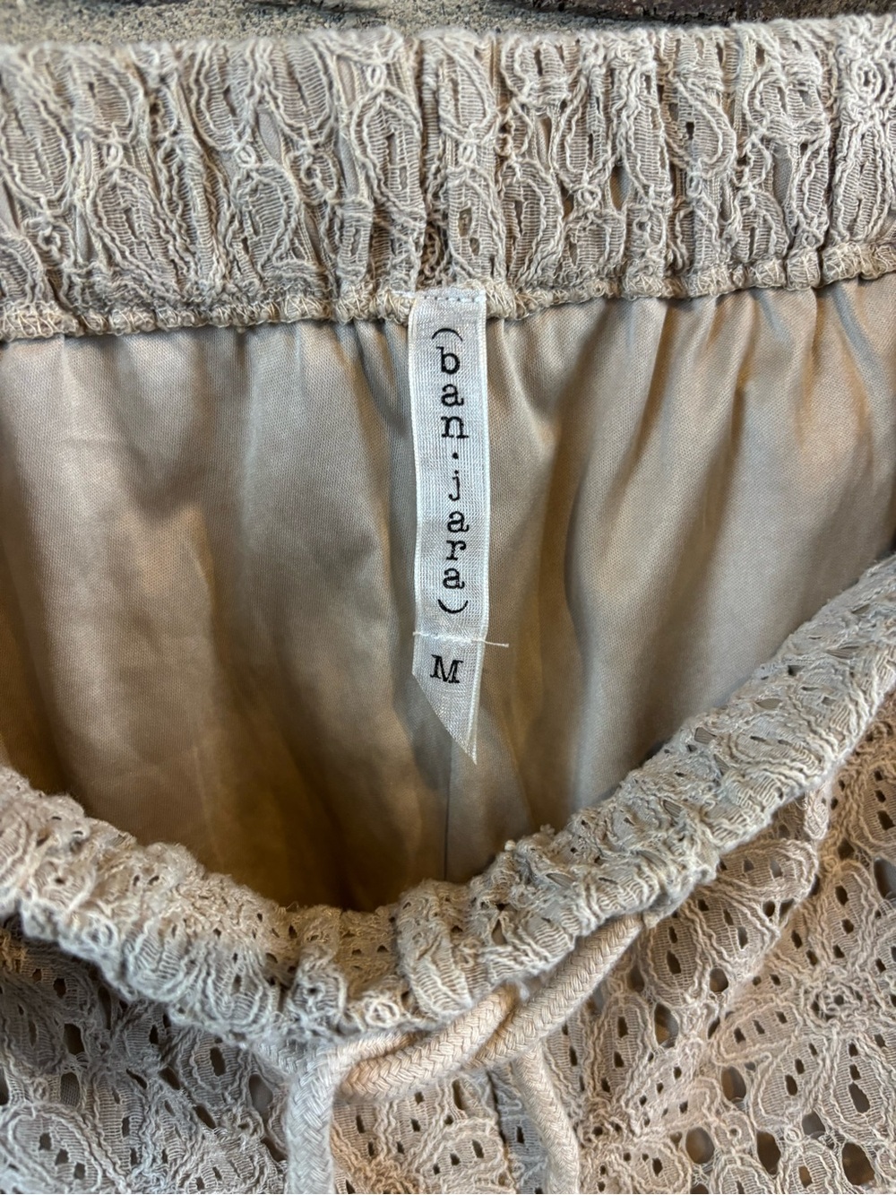 Ban Jara Crochet Drawstring Shorts in Beige - Picture 6 of 7